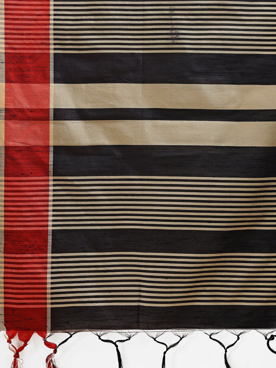 Black Cotton Saree With Blouse Piece