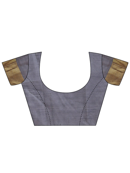 Cream & Black Cotton Saree With Blouse Piece