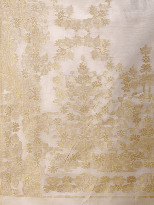 Off White Cotton Saree With Blouse Piece