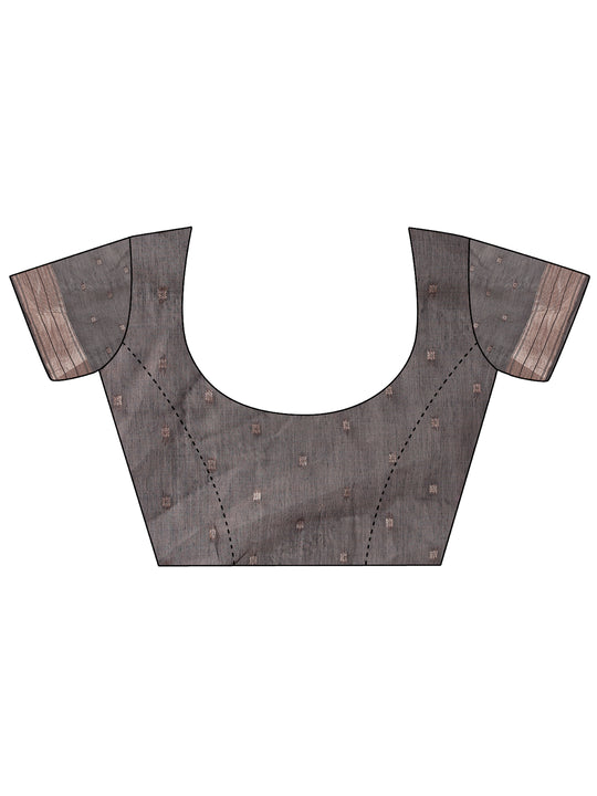 Grey Linen Cotton Saree With Blouse Piece