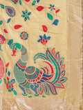 Yelllow Linen Cotton Saree With Blouse Piece