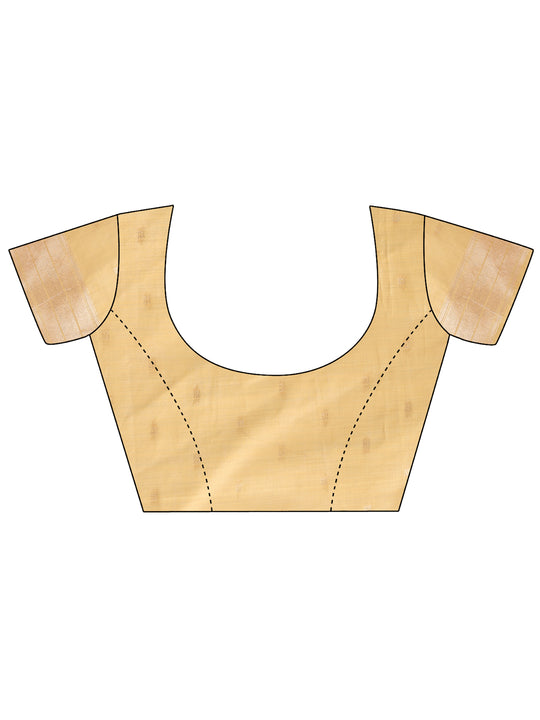 Yelllow Linen Cotton Saree With Blouse Piece