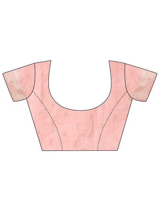 Peach Linen Cotton Saree With Blouse Piece