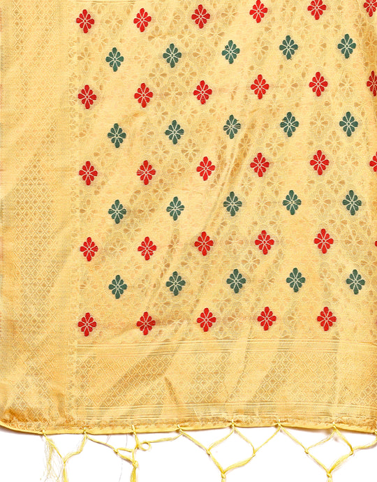 Yellow Linen Cotton Saree With Blouse Piece