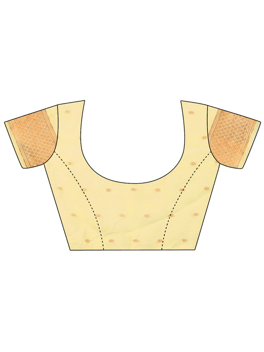 Yellow Linen Cotton Saree With Blouse Piece
