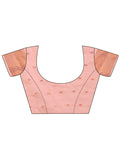 Peach Linen Cotton Saree With Blouse Piece