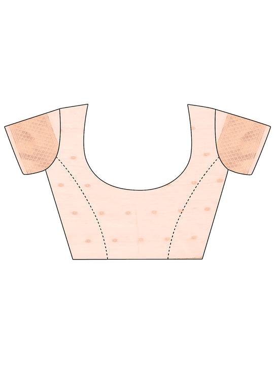 Orange Linen Cotton Saree With Blouse Piece