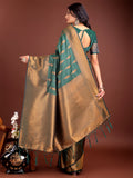 Green Banarasi Silk Saree With Blouse Piece
