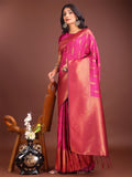 Magenta Banarasi Silk Saree With Blouse Piece