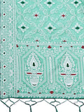 Sea Green Linen Cotton Saree With Blouse Piece