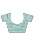 Sea Green Linen Cotton Saree With Blouse Piece