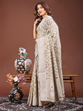 Brown Linen Cotton Saree With Blouse Piece