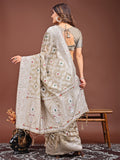 Brown Linen Cotton Saree With Blouse Piece