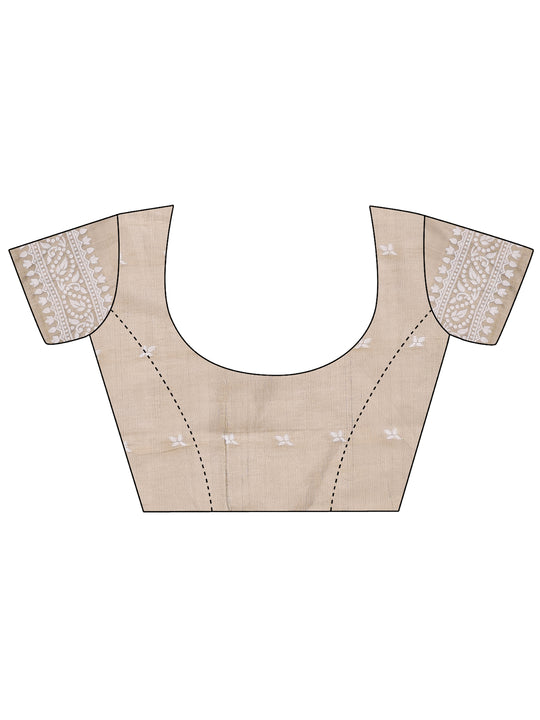 Brown Linen Cotton Saree With Blouse Piece