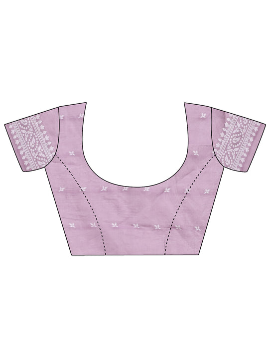 Purple Linen Cotton Saree With Blouse Piece