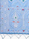 Sky Blue Linen Cotton Saree With Blouse Piece