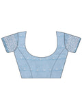 Sky Blue Linen Cotton Saree With Blouse Piece