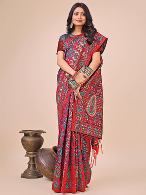 Pink Pashmina Cotton Saree With Blouse Piece