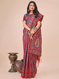 Pink Pashmina Cotton Saree With Blouse Piece