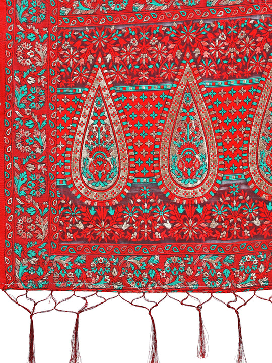 Pink Pashmina Cotton Saree With Blouse Piece