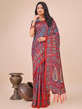 Pink Pashmina Cotton Saree With Blouse Piece