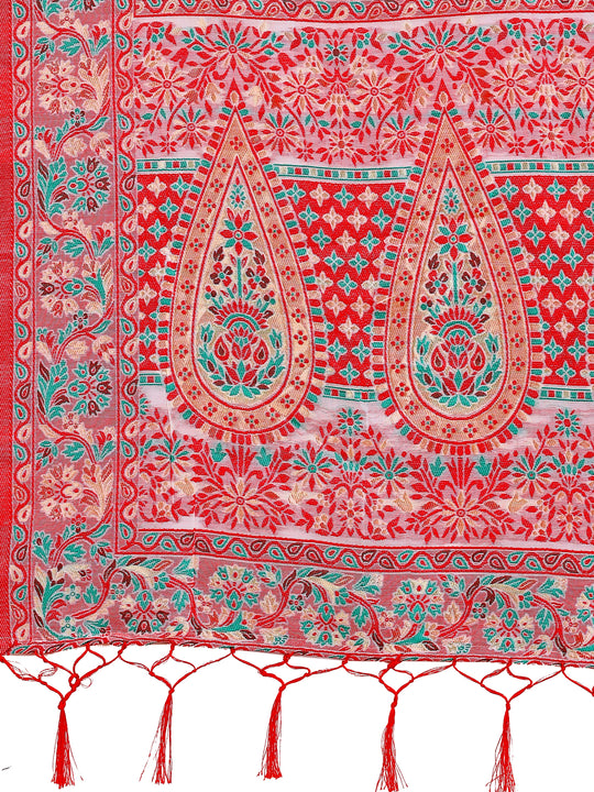 White Pashmina Cotton Saree With Blouse Piece