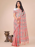White Pashmina Cotton Saree With Blouse Piece