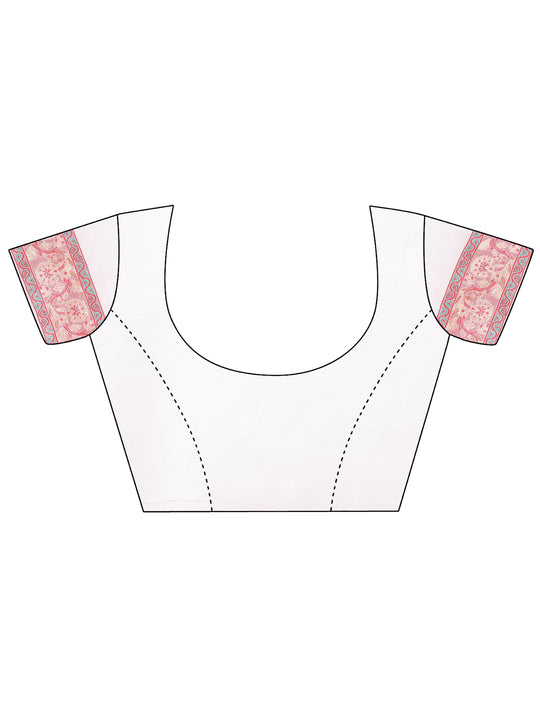 White Pashmina Cotton Saree With Blouse Piece