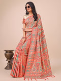 Cream Pashmina Cotton Saree With Blouse Piece