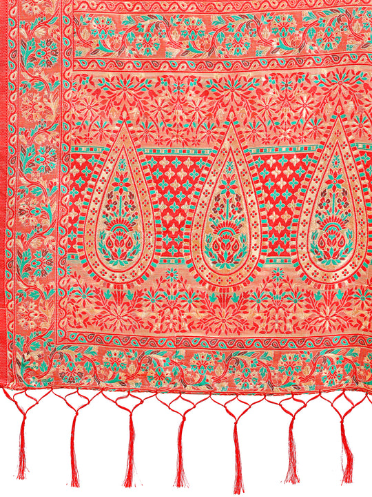 Cream Pashmina Cotton Saree With Blouse Piece