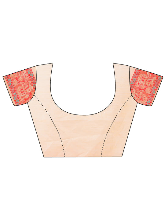 Cream Pashmina Cotton Saree With Blouse Piece