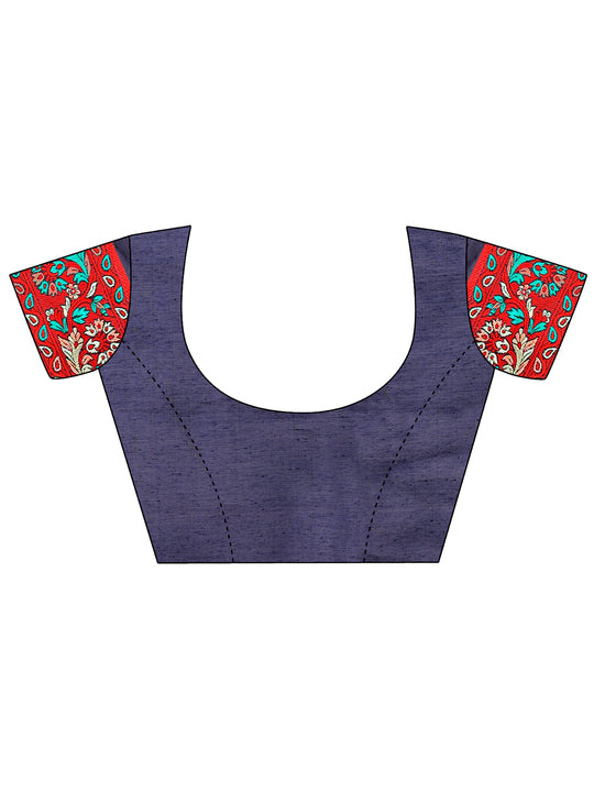 Red Pashmina Cotton Saree With Blouse Piece