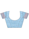 Sky Blue Linen Cotton Saree With Blouse Piece