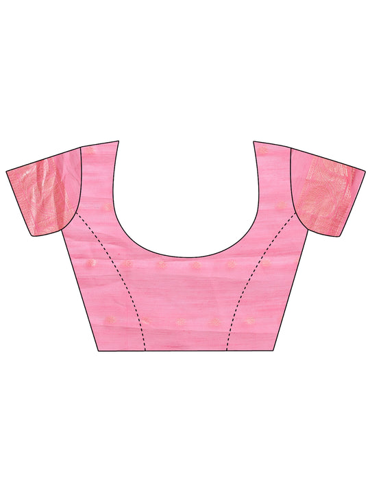 Pink Linen Cotton Saree With Blouse Piece