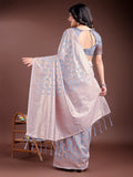 Grey Linen Cotton Saree With Blouse Piece