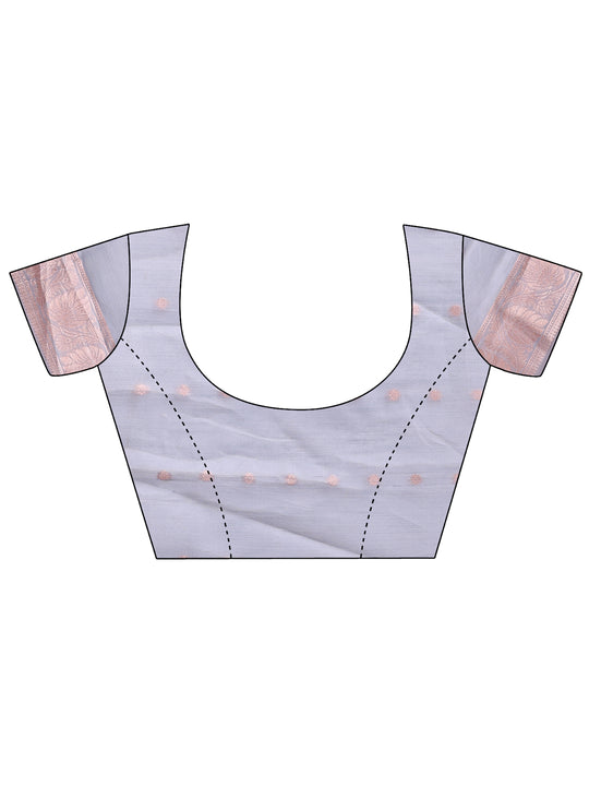 Grey Linen Cotton Saree With Blouse Piece