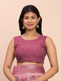 Light Pink Linen Cotton Saree With Blouse Piece
