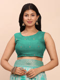 Sea Green Linen Cotton Saree With Blouse Piece