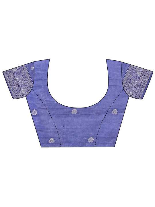 Sky Blue Lichi Silk Saree With Blouse Piece