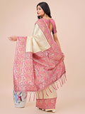 Cream Lichi Silk Saree With Blouse Piece