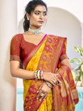 Yellow POORVIKA SILK VOL 1 Pochampalli Silk Saree with Blouse Piece
