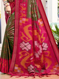 Olive Green POORVIKA SILK VOL 1 Pochampalli Silk Saree with Blouse Piece