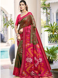 Olive Green POORVIKA SILK VOL 1 Pochampalli Silk Saree with Blouse Piece