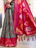 Grey POORVIKA SILK VOL 1 Pochampalli Silk Saree with Blouse Piece