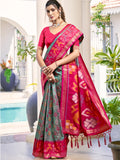 Grey POORVIKA SILK VOL 1 Pochampalli Silk Saree with Blouse Piece