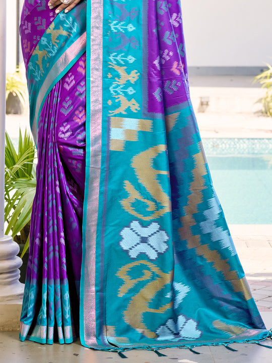Violet POORVIKA SILK VOL 1 Pochampalli Silk Saree with Blouse Piece