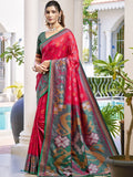 Red POORVIKA SILK VOL 1 Pochampalli Silk Saree with Blouse Piece