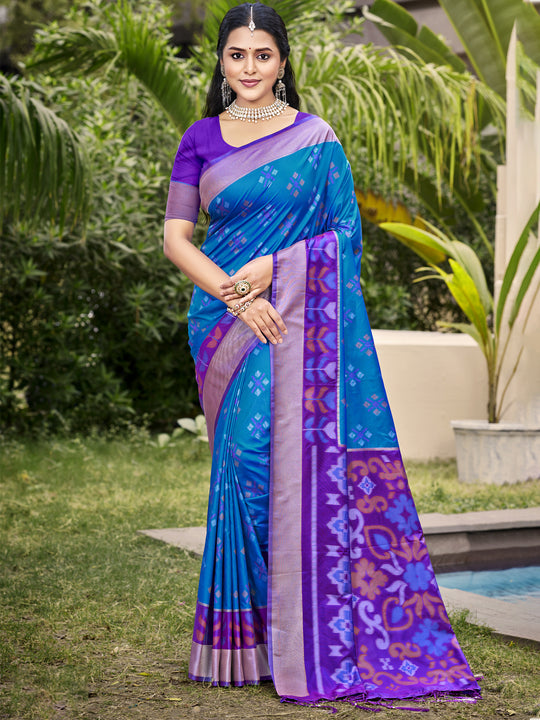 Blue POORVIKA SILK VOL 2 Pochampalli Silk Saree with Blouse Piece