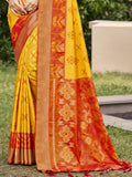 Yellow POORVIKA SILK VOL 2 Pochampalli Silk Saree with Blouse Piece
