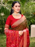 Brown POORVIKA SILK VOL 2 Pochampalli Silk Saree with Blouse Piece
